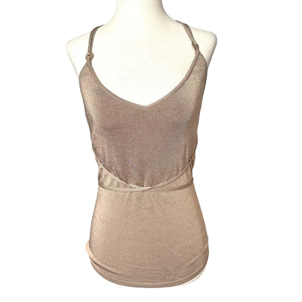 Vtg Y2K Dana Buchman Knit Camisole Sample Size 6 Neutral Taupe Spaghetti Straps